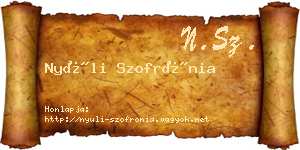 Nyúli Szofrónia névjegykártya